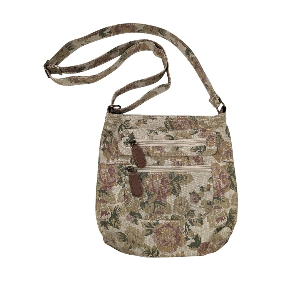 Y2K Floral Tapestry Crossbody Bag Small Triple Zip Pocket Grannycore Travel Boho